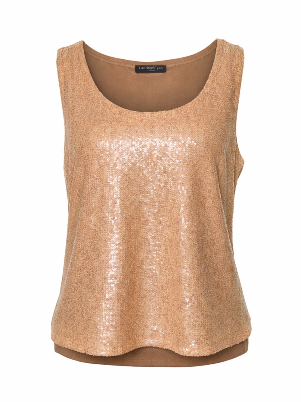 Lafayette 148 Silk Sequin Tank Champagne Gold Quiet Luxury‎ Minimalist- XL